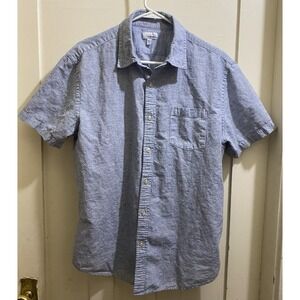 Sonoma Short Sleeve Button Down Linen Blend Shirt Men's Large Blue